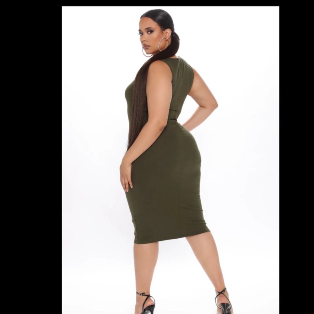 Always Doing Me Midi Dress-Olive Fashion Nova